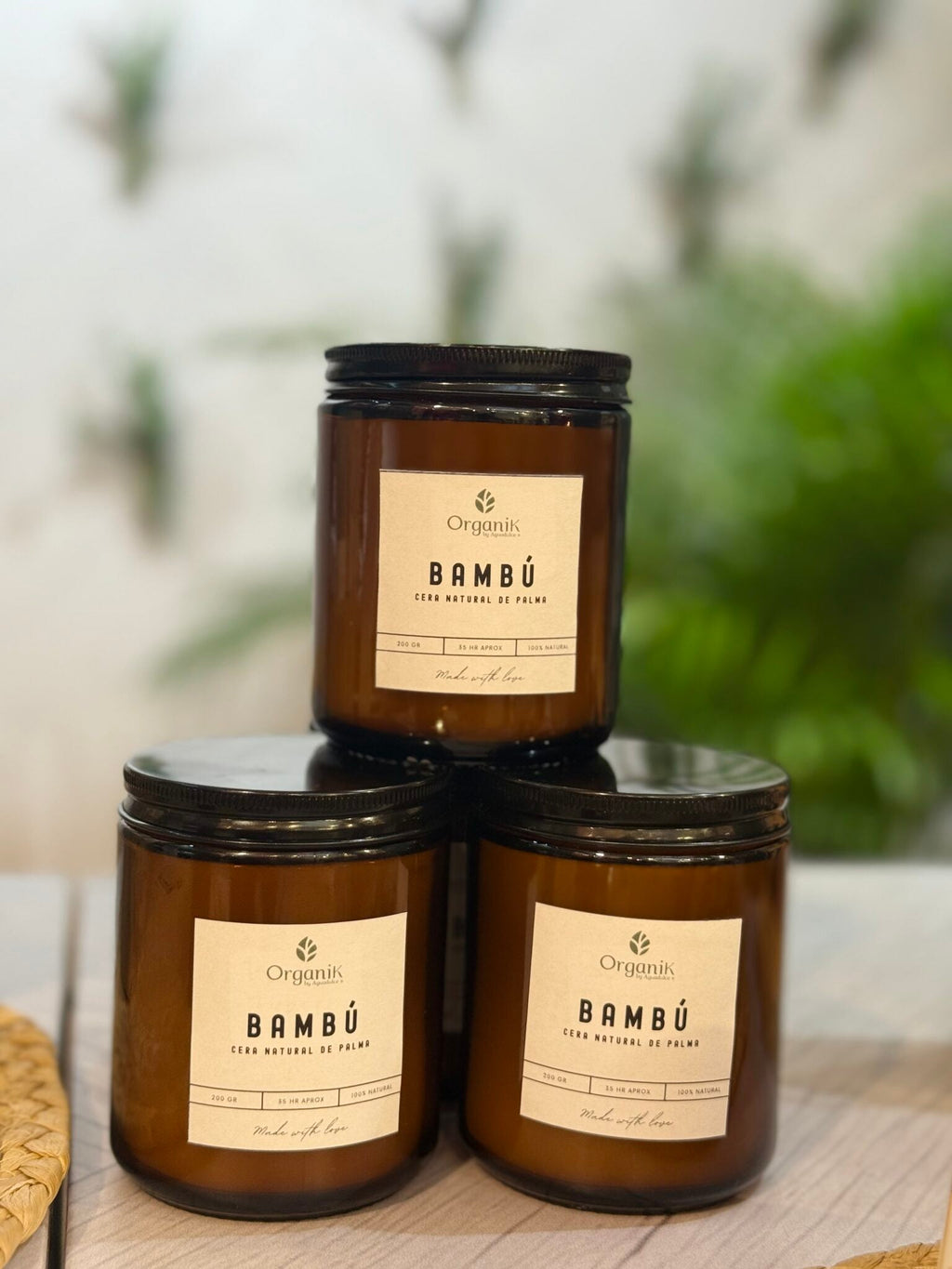 Vela 200g elaborada en cera natural de palma, Organik by Aguadulce