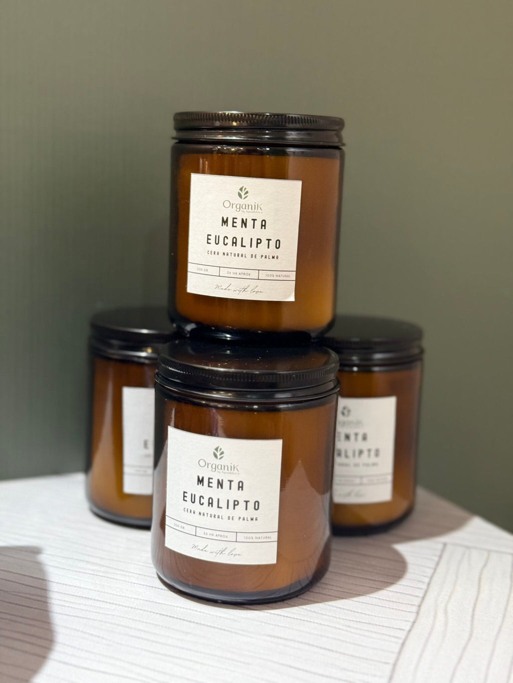 Vela 200g elaborada en cera natural de palma, Organik by Aguadulce