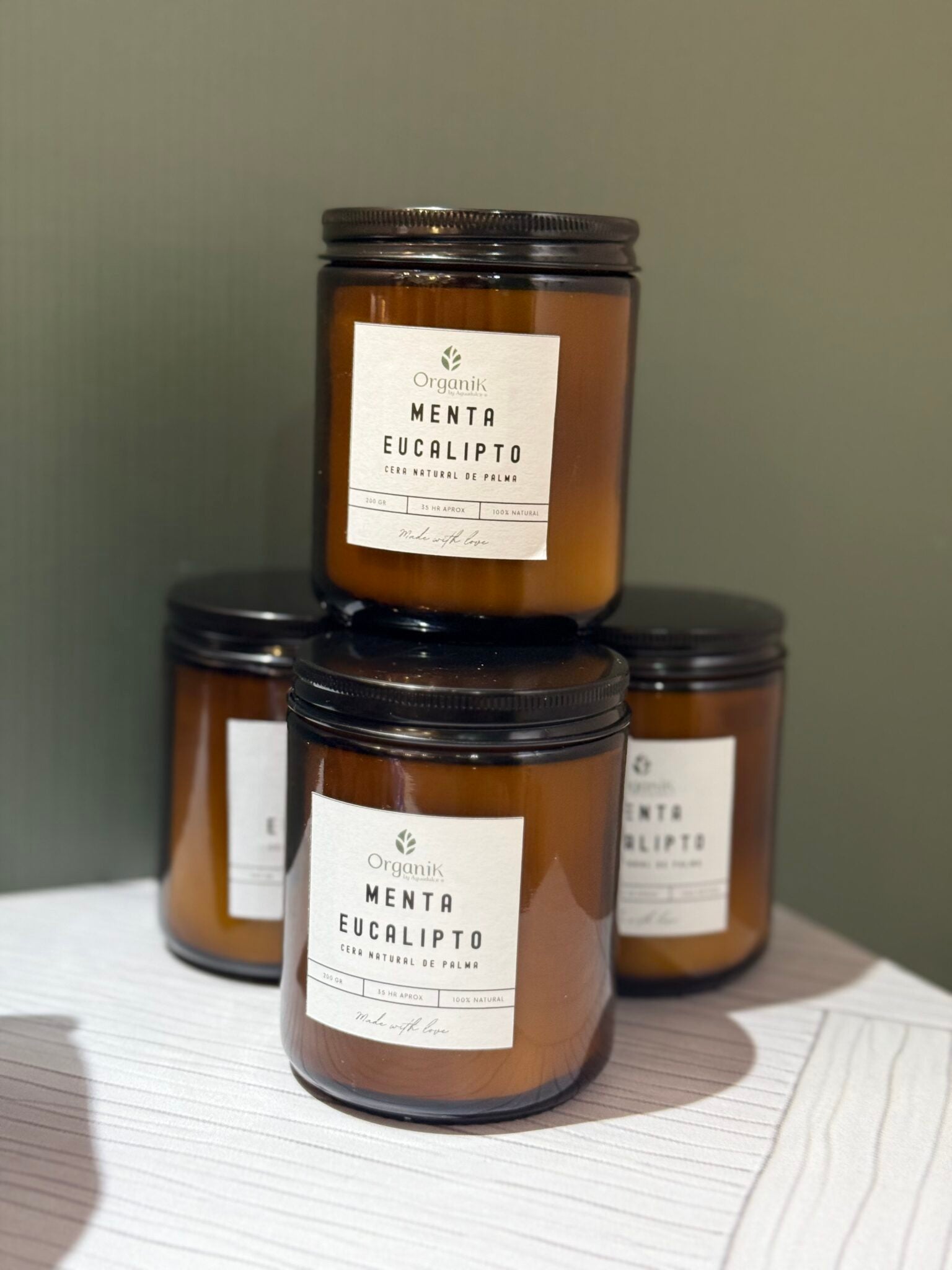 Vela 200g elaborada en cera natural de palma, Organik by Aguadulce