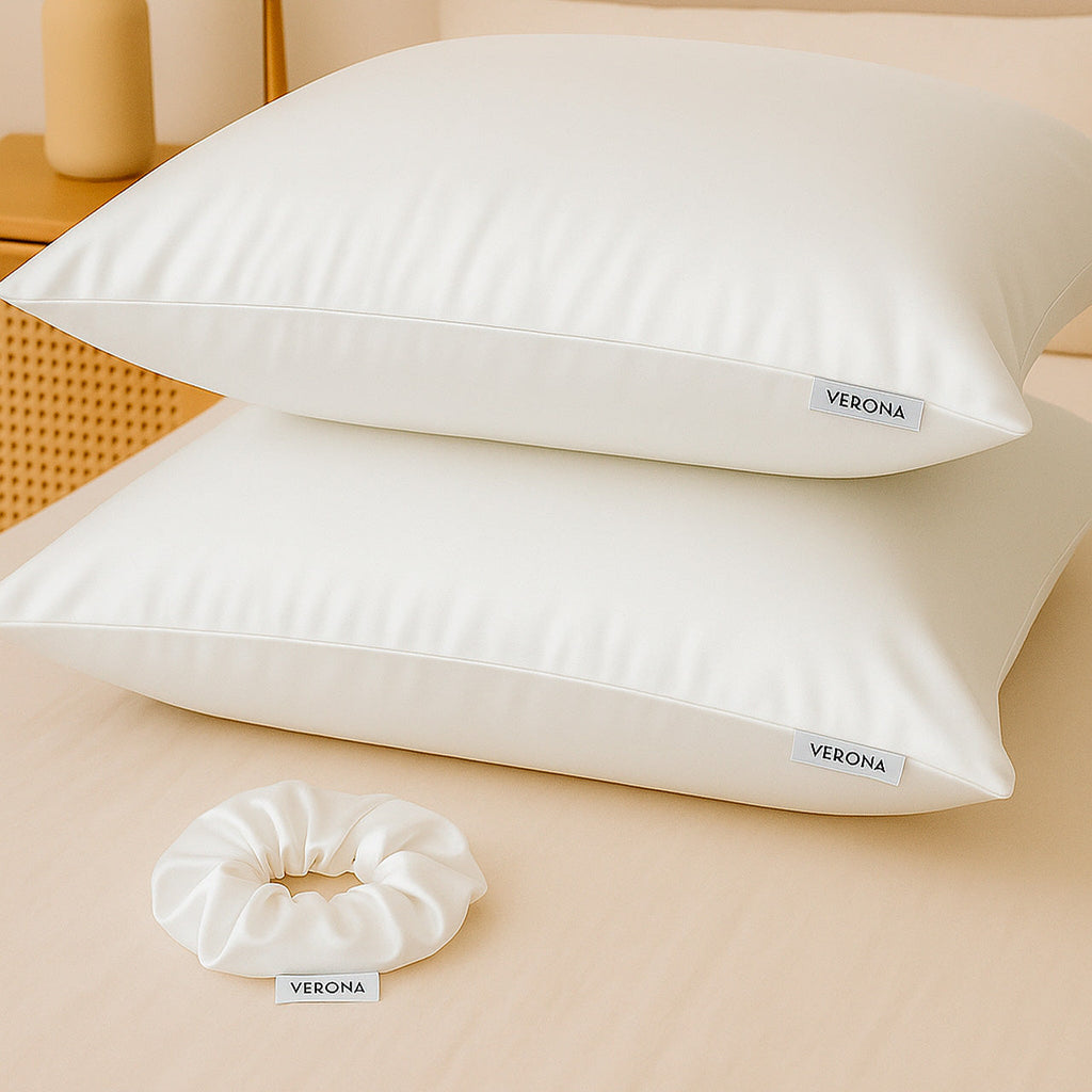 Kit de 2 fundas en satín (68cm x 47cm) mas un scrunchie Verona Lifestyle