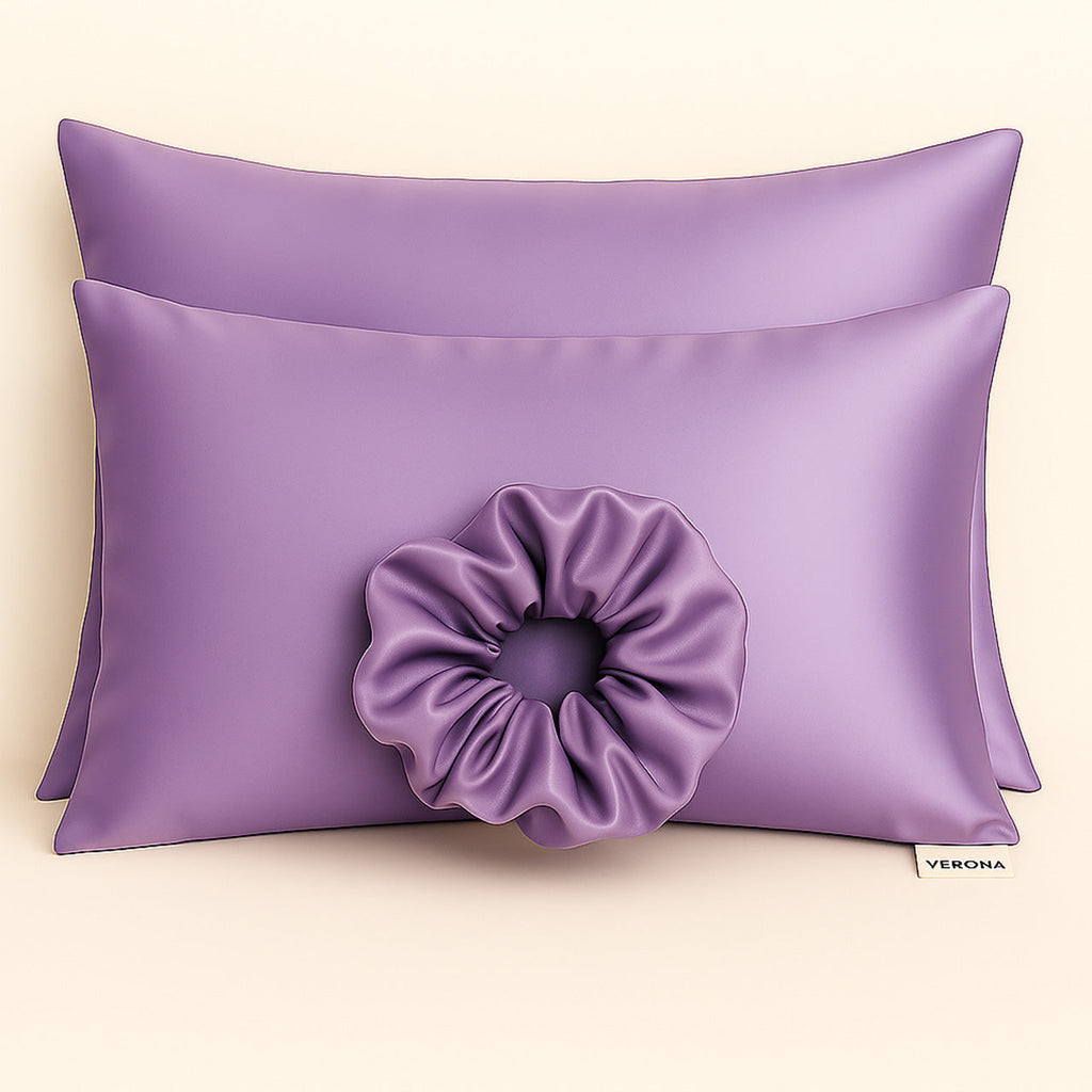 Kit de 2 fundas en satín (68cm x 47cm) mas un scrunchie Verona Lifestyle