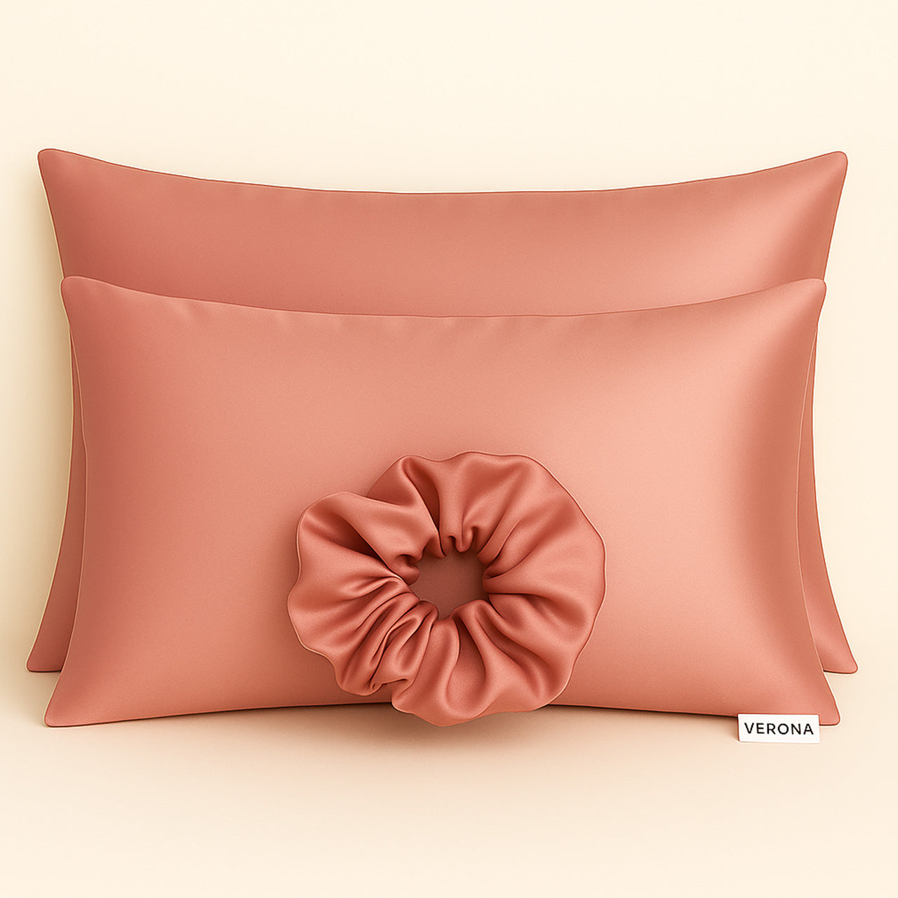 Kit de 2 fundas en satín (68cm x 47cm) mas un scrunchie Verona Lifestyle