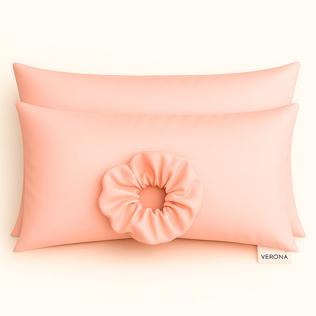 Kit de 2 fundas en satín (68cm x 47cm) mas un scrunchie Verona Lifestyle