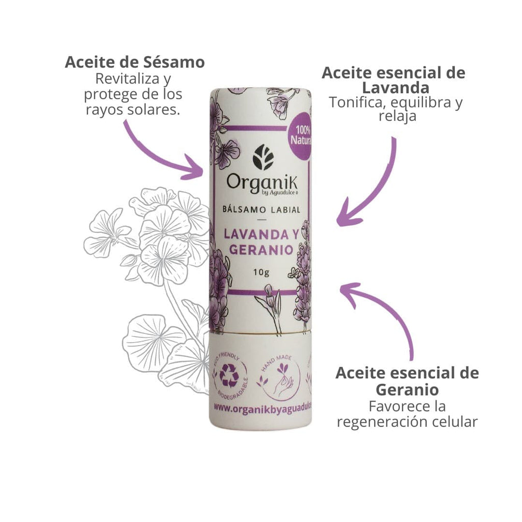 Bálsamo labial natural 10g Lavanda y Geranio